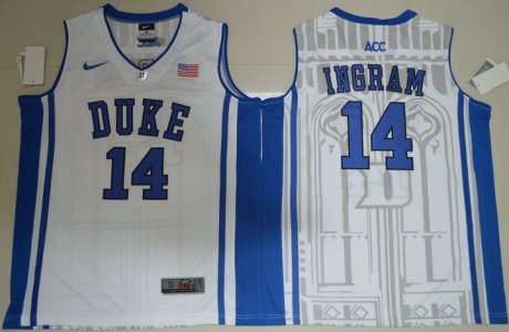 Maillot De Basket NCAA Duke Bleu Devils Brandon Ingram 14 Col V College Basketball Elite Blanc
